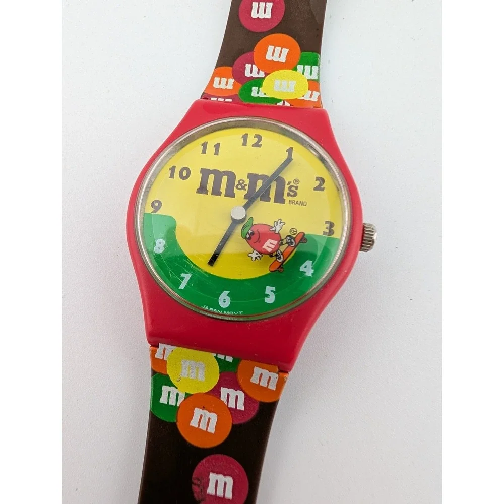 M&M's Watch Vintage 1994 Collectible Brown and Red Band- New Battery
